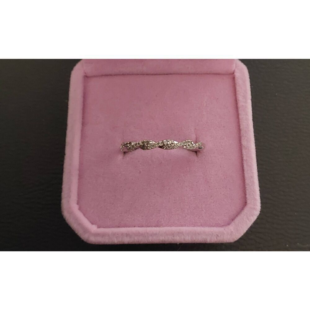 NEW~.15 Carat Genuine Diamond Infinity Wave Stackable Band/Bridal Ring Sz 8